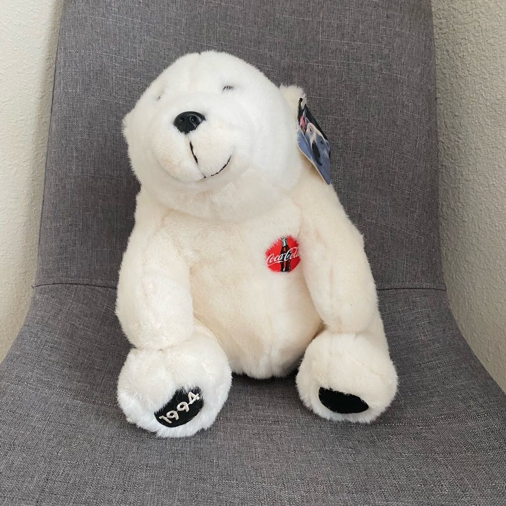 NWT 1994 Coca Cola Stuffed Animal Christmas White Polar Bear